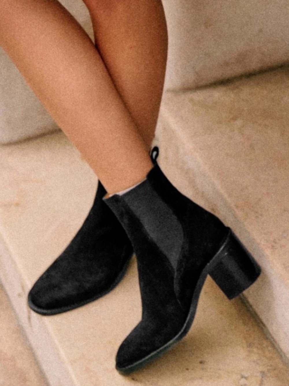 Sezane Pippa Black Suede Ankle Boots